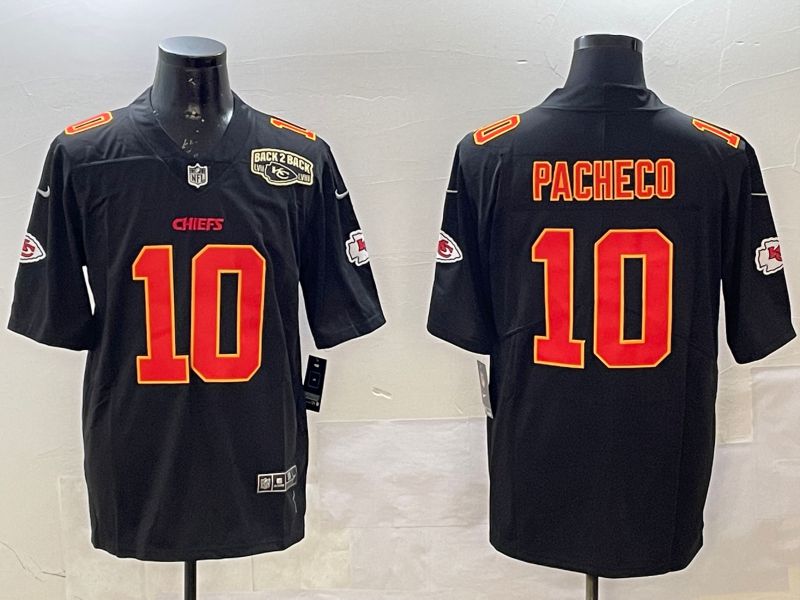 Men Kansas City Chiefs 10 Pacheco Black 2025 Nike Vapor Limited NFL Jersey style 2095